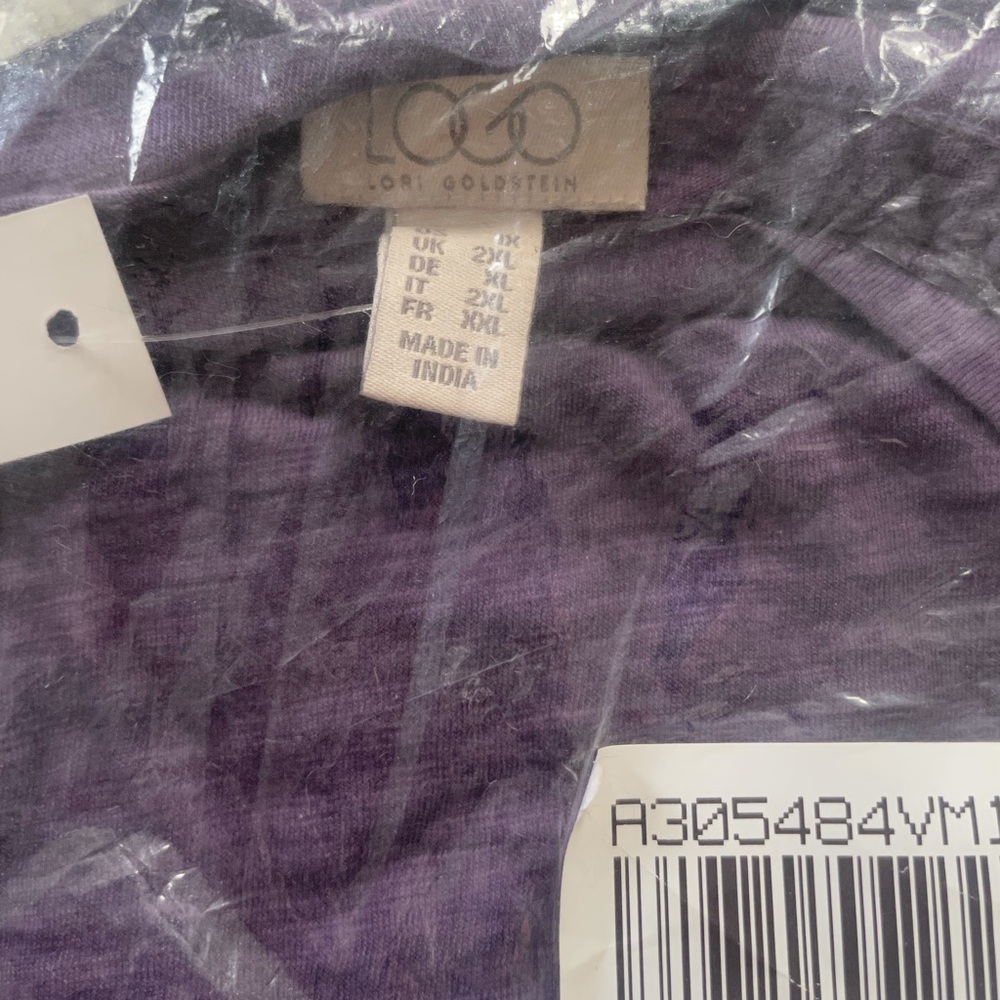 LOGO by Lori Goldstein Distressed Cotton Slub Top with Lace A305484 - Picture 4 of 7